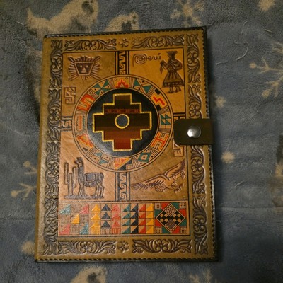 Rare Machu Picchu Llama Mountain Leather Bound Journal Notepad Cusco Peru Apache-image
