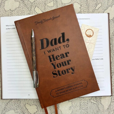 Dad, I Want To Hear Your Story Father Guided Journal Book Leather Notebook Gifts-image