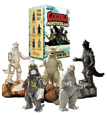 Super7 Godzilla Complete Set Mystery Metallic Chase Monster Island Figure Lot !!-image