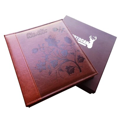 Red Brown 4x6 Photo Album 600 Pockets Extra Large Capacity Vintage Leather Cover-image