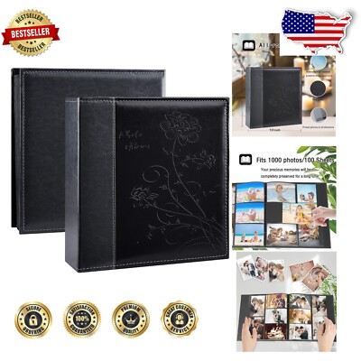 Elegant Leather Photo Album 4x6 - Holds 1000 Photos with Classic Floral Design-image