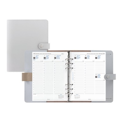 The Original Organizer, A5 Size, Stone - Leather, Six Rings, Week-to-View Cal...-image