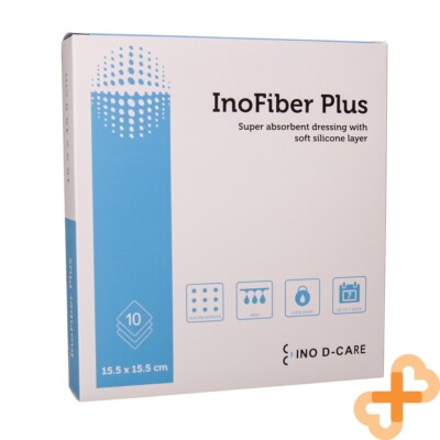 INOFIBER PLUS 15,5x15,5cm 10 Pcs. Super Absorbent Wound Dressing Soft Bandage-image