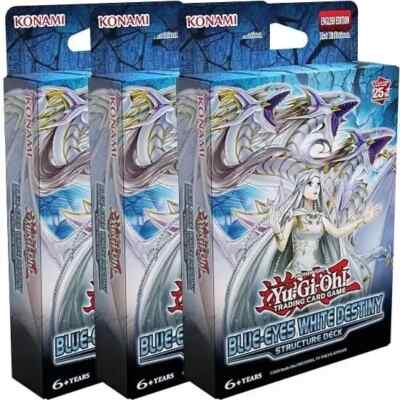 YuGiOh 3x Structure Deck Blue-Eyes White Destiny SEALED (3ct) TCG yu-gi-oh-image