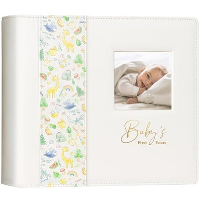 Keepsake Baby Memory Book Girl Boy – Timeless Leather-Bound Baby Baby Book-image