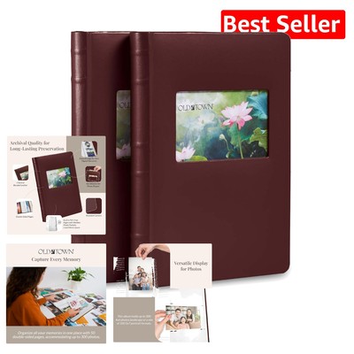 Chic Burgundy Bonded Leather Photo Albums, Perfect for Weddings & Anniversaries-image