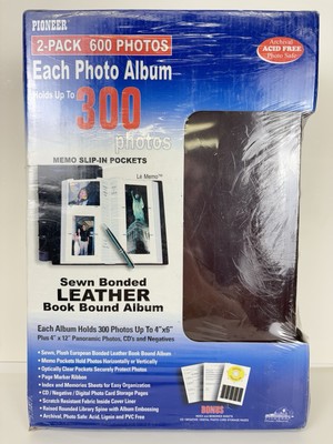 Pioneer Leather Bound Photo Album 2 Pack 600 Photos Burgundy Sealed-image