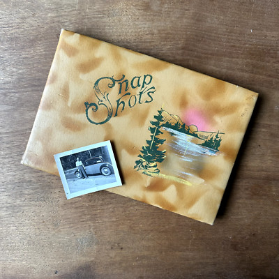 Mountain Lake Print Snapshots Album Vintage Marbled Leather Style Cover-image