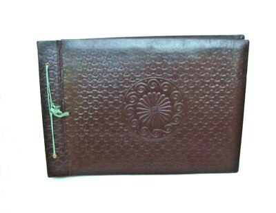 Vintage luxury leather photo album Wedding album. Family scrapbook NOT USED-image