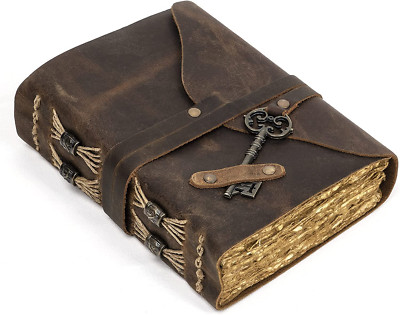 Vintage Leather Journal for Men & Women, 240 Pages of Handmade Deckle Edge Paper-image