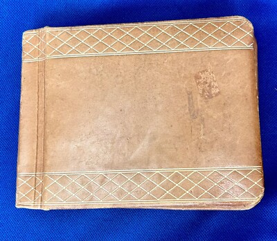 Antique Leather Bound Autograph  School Memory Book-image