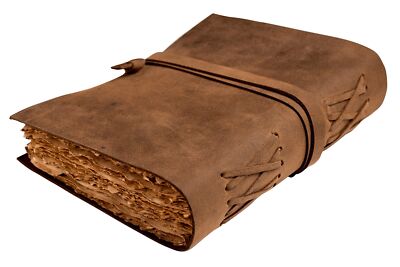 Leather Journal-Vintage Leatherbound Journal - Handmade Antique Deckle Edge P...-image