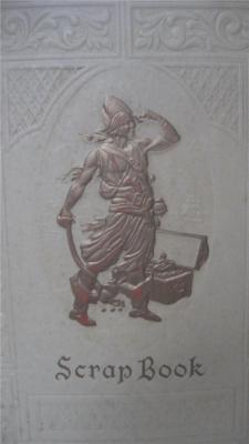 Vtg Unused String Bound Scrapbook Album Embossed Pirate Treasure Chest 1940s-image