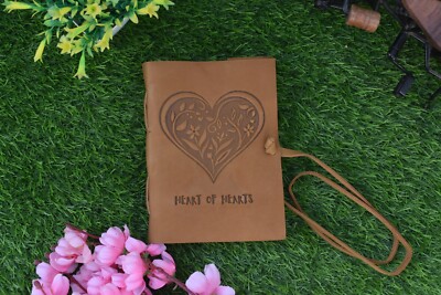 Leather Journal Gift for Women Embossed Heart Of Hearts Love Diary Travel Book-image