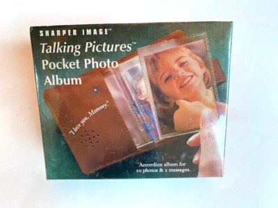 Sharper Image Talking Pictures Pocket Photo Album, 10 Photos, 2 Msgs, NEW SEALED-image