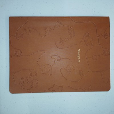 'Thoughts' embossed Faces Faux leather Journal THINK INK 180 Lined Pages 8x6-image