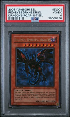 2005 YU-GI-OH! STRUCTURE DECK DRAGON'S ROAR RED-EYES DARKNESS DRAGON PSA 4-image