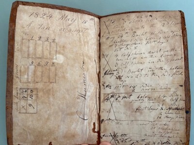 1824 Tanner Ledger Journal document Humeston Family Massachusetts leather-image