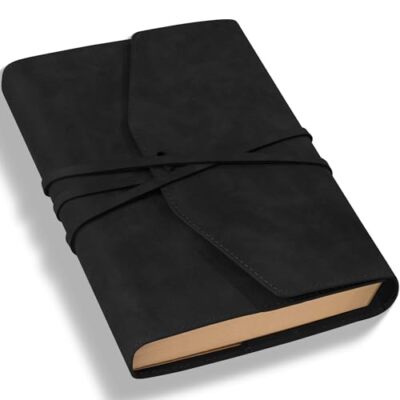 Vintage Journal Notebook for Men Women Blank Paper- Leather Bound Journal Black-image