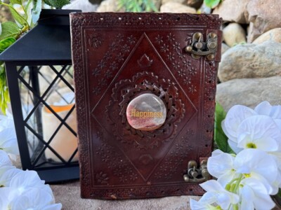 Happiness Leather Journal, leather Bound Journal, Book, Notebook,Diary, Planner-image