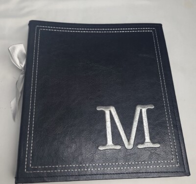 SHEFFIELD HOME BLACK PHOTO ALBUM SILVER LETTER M W SIDE BOW HOLDS 160 Photos 4X6-image