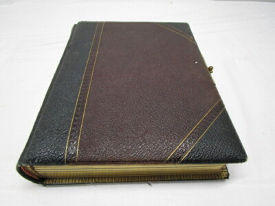 Leatherbound Photo Album 1800s-1900s with 77 Photos & 4 Loose Postcards-image