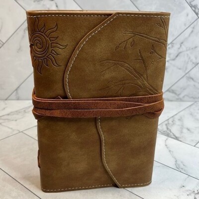 NWT VALERY Unique Writing Journal Gifts - Brown Vegan Leather Bound Notebook-image