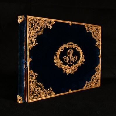 c1825 Velvet Photograph Album Russian Royal Family Gold Clasps Monogram-image