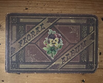 Antique 1880s Floral Album Autograph Book-image