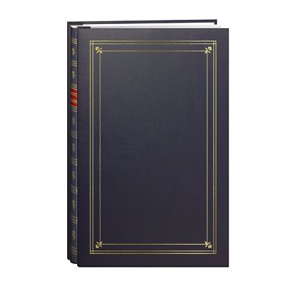 Oto 200pocket Post Bound Bay Blue Leatherette Photo Album With Gold Accents For -image