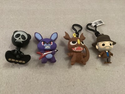 LOT OF 4 PVC PLASTIC BENDY BONNIE GODZILLA CLASSIC BARAGAN CLIPS-image