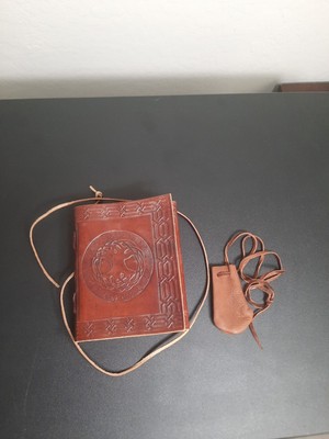 Celtic Journal Book Bound in Leather and Leather Coin Pouch Medieval Renaissance-image