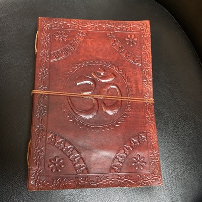 New Leather bound Premium Handmade YOGA Embossed OM journal antique look book **-image