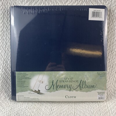 Westrim Memory Album Blue Leatherette Strap-Hinge Scrapbook 11 Sheets 12X12 NEW-image
