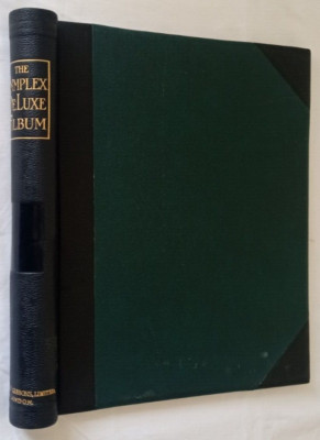 STANLEY GIBBONS SIMPLEX DeLUXE STANDARD SIZE LEATHER BOUND GREEN STAMP ALBUM-image