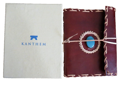 Kanthem Handmade Sketch Journal Diary Leather Bound Book Turquoise Stone New-image