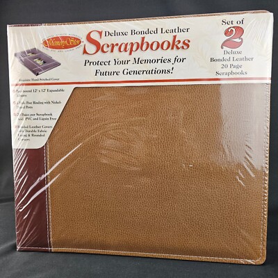 NEW 2-Pack MemoryStor Scrapbook Albums Pebbled Bonded Leather 12