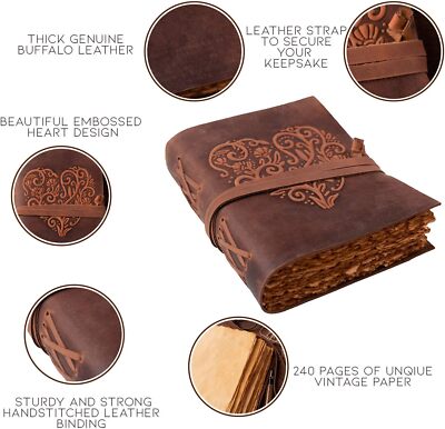 Leather Journal for Women - Vintage Leather Bound Journal - Antique Paper-image