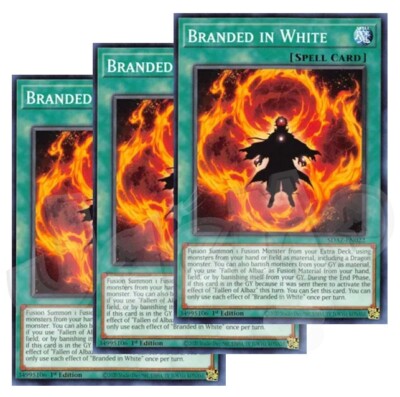 Yugioh - Branded in White x 3 - 1st Edition NM - Plus Free Holographic Card-image