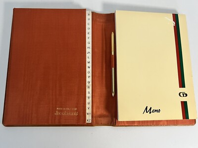 Vintage Leather Bound Address Memo Book With Pen | Made In Italy For Jacobsons-image