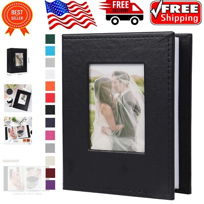 Compact Black Photo Book with Front Window - 4x6 Vertical Storage for 52 Pics-image
