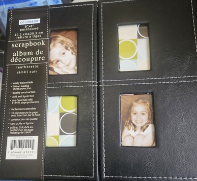 Colorbök Leatherette Scrapbook Album–8x8 Black–4 Windows Expandable Gatefold NEW-image