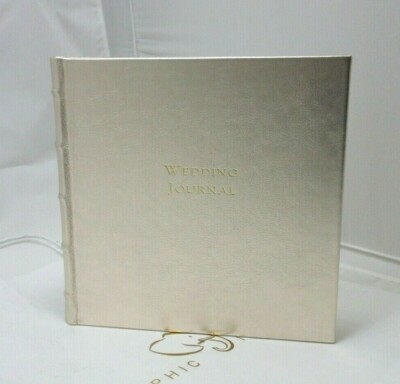 The Wedding Book Wedding Journal Gold Leather Bound Hardcover Graphic Image $135-image