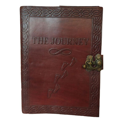 Footprints Leather Journal Handcrafted Antique Writing Diary Book of Shadow-image