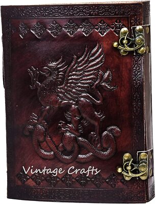 Handmade Vintage Antique Looking Genuine Dragon Leather Bound Journal Notebook1-image