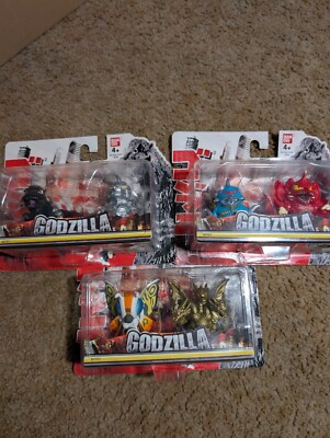 Chibi Godzilla Mechagodzilla Gigan Destoroyah Mini Figure 2-Pack Set of 3 - NEW-image