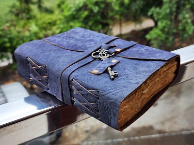 Leather journal handmade leather grimoire, book of shadows sketchbook wiccan-image
