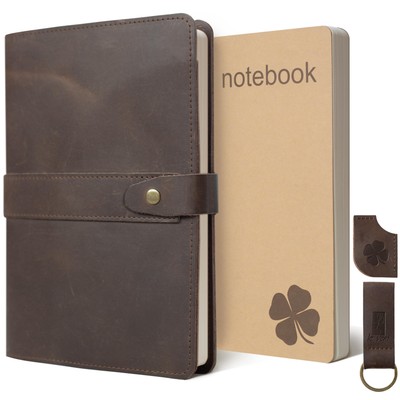 Refillable Genuine Leather Journal, Writing Notebook, 2 Bound Notebooks, Line...-image