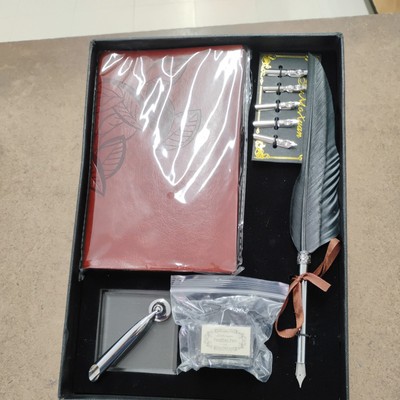 Leather Bound Journal and Calligraphy Pen Set with Ink Pen Holder Various Tips-image