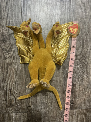 Godzilla King Ghidorah Plush 3 Headed Dragon Gold Ty Japan Classic 2001 TAG-image